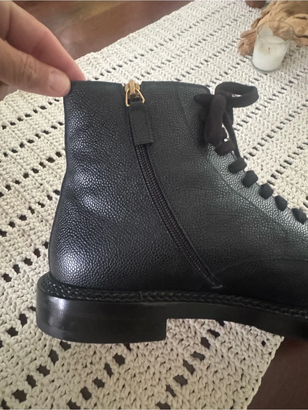 Gucci Black Leather Lace-Up Men's Ankle Boots